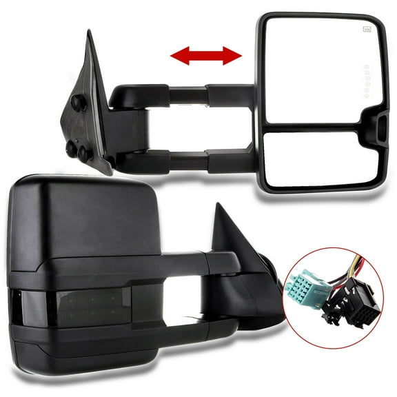CCIYU Tow Mirror Towing Mirrors Fit for 2003-2007 for Chevy Silverado 2003-2006 for Chevy Tahoe/Suburban/Avalanche 2003-2006 Cadillac Escalade All Model with 1 Pair Power Heated Turn Signal