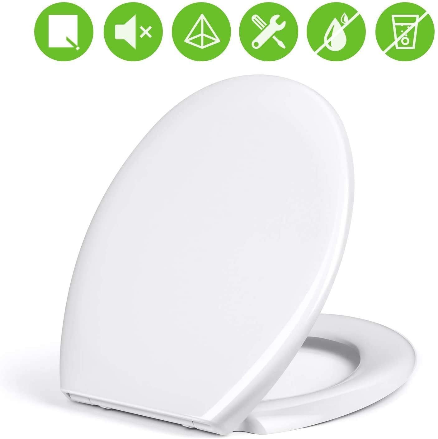 Premium Toilet Lid Soft Close Oval White, Quick Release Toilet Seat