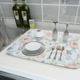 thumbnail image 3 of Flower Dish Drying Mat Kitchen Mats Large 18x24 inch Spring Green Leaf Microfiber Quick Drying Pad Polyester Absorbent Machine Washable Blooming Floral Dish Draining Mats, 3 of 6