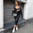 thumbnail image 4 of Women's Sexy Leather Spaghetti Straps Dresses Low Cut Sleeveless Backless Slit Hem Party Cocktail Club Midi Bodycon Dress, Black, M, 4 of 5
