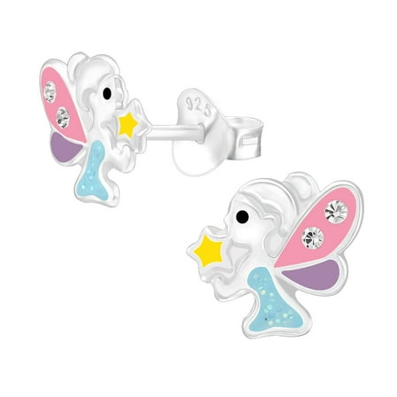 Fairy 925 Sterling Silver Stud Earrings with Crystals