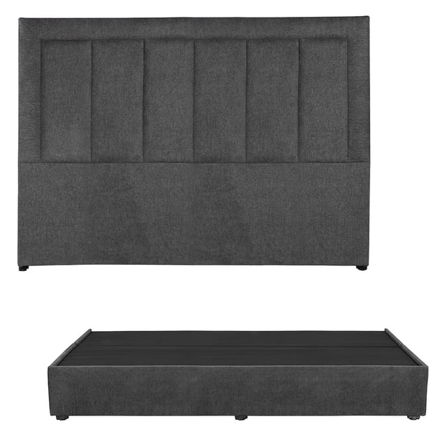 Box Base Cama Queen Size+ Cabecera Davos Gris Carbon
