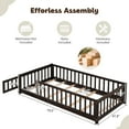thumbnail image 6 of PAPROOS Twin Montessor Floor Bed, Solid Wood Toddler Bed with Safety Guardrail and Door, Easy Assembly, Low-to-Floor Bed Frame with Slats for Kids, Espresso, 6 of 10