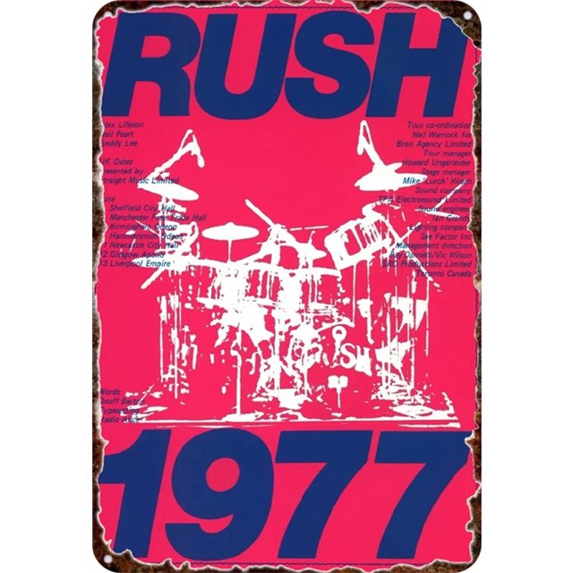 Placa Metal Vintage Rush Pintura Hierro Rectangular Arte Pared Del 30x40cm