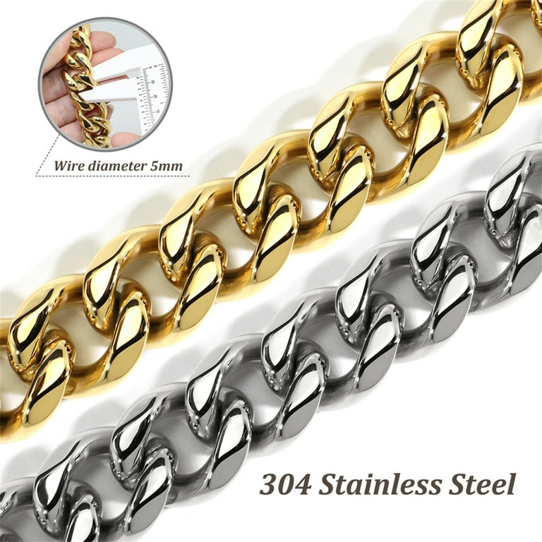 Stainless Steel Dog Chain Collars 19mm Width Silver Metal Pets