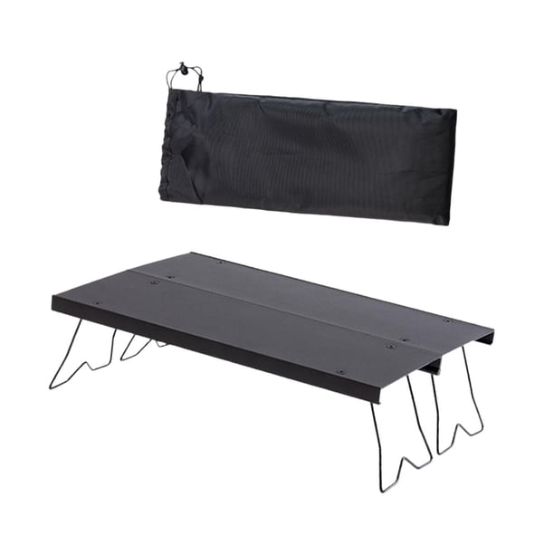 Mesa de campamento Mesa al aire libre Muebles de campamento estables plegables con bolsa de almacenamiento Aleación de aluminio portátil para patio, Negro