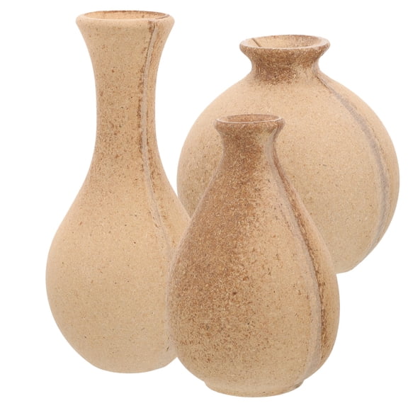 TABLETREANDS 3Pcs Tall Wooden Vase for Home Ornaments Retro Design Entryway Decor