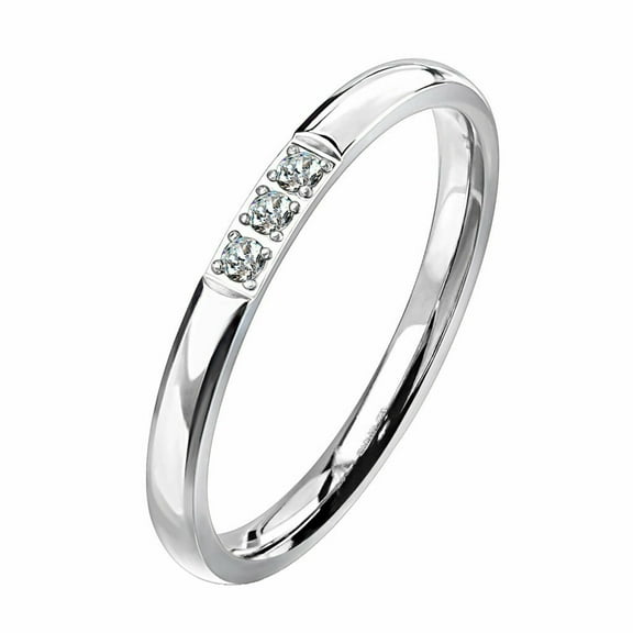 Three Stone Anniversary Ring Diamond Ring For Her 1.5 Ct Diamond 14K White Gold Over