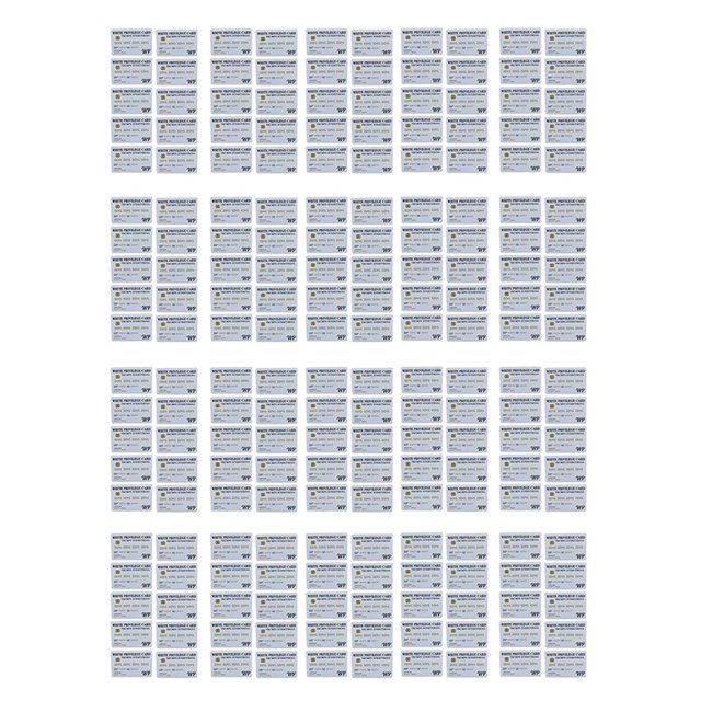 200 piezas de tarjeta privilegio juegos de tarjetas de crédito trumps everything, tarjeta de inserción de billetera tarjeta romántica regalos de empresa — cuadrícula frontal centrada de 200 tarjetas blancas tamaño aproximado de tarjeta de crédito (8,5 x 5,3 cm) con texto impreso y diseño pequeño en cada una, superficie plástica lisa, dispuestas en filas sobre fondo blanco; diseñadas para insertar en cartera como recuerdo o regalo humorístico que promueve pensamientos positivos.