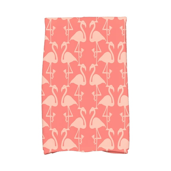 Simply Daisy, 16 x 25 inch, Flamingo Heart Martini, Animal Print Kitchen Towel, Coral