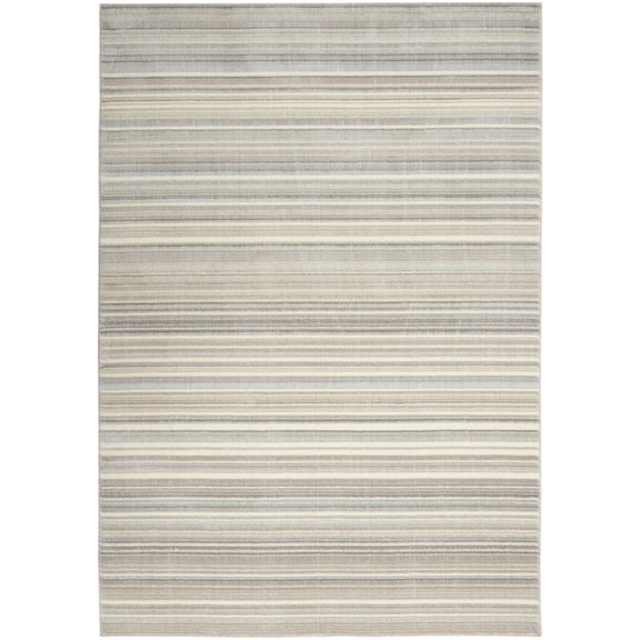 Nourison Soma Contemporary Striped Grey Ivory Teal 5'3" x 7'3" Area Rug, (5' x 8')