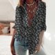 thumbnail image 2 of Blusa informal para mujer, cuello redondo, manga larga, estampado, camisa suelta, tops, botones, cárdigan Pompotops  FGAJ6841, 2 of 5