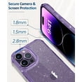 thumbnail image 5 of for iPhone 14 Pro Max Case Clear Glitter, with Screen Protector + Camera Protector, [Military-Grade Protective] [Non-Yellowing] Slim Shockproof Women Cute Bumper Cover 6.7" 2022 (Light Purple), 5 of 14