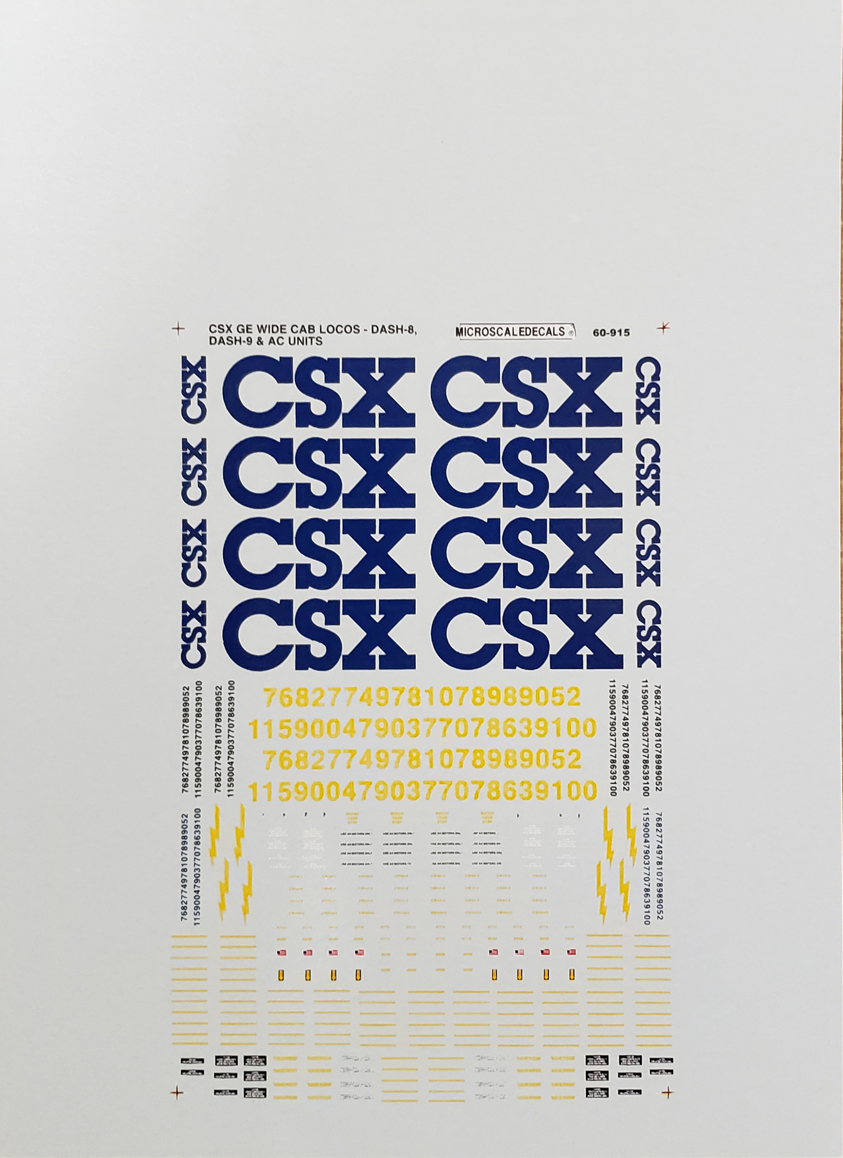 Microscale Model Railroad/Train Decals N Scale CSX GE Dash 8/Dash 9/AC