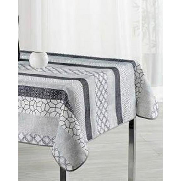 Grey Geometry 100% Polyester, Stain Resistant Tablecloth 118 x 59 inch