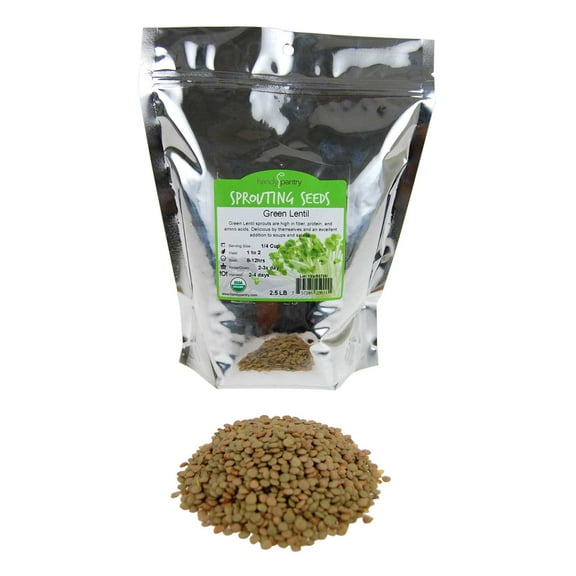 Organic Dried Green Lentil Sprouting Seed: 2.5 Lb - Dry Lentils for Planting Garden Seeds, Soup, Cooking or Sprout Salad, Sprouts