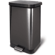 Glad 20 Gallon / 75.5 Liter Extra Capacity Stainless Steel Step Trash Can with CloroxTM Odor Protection, Pewter