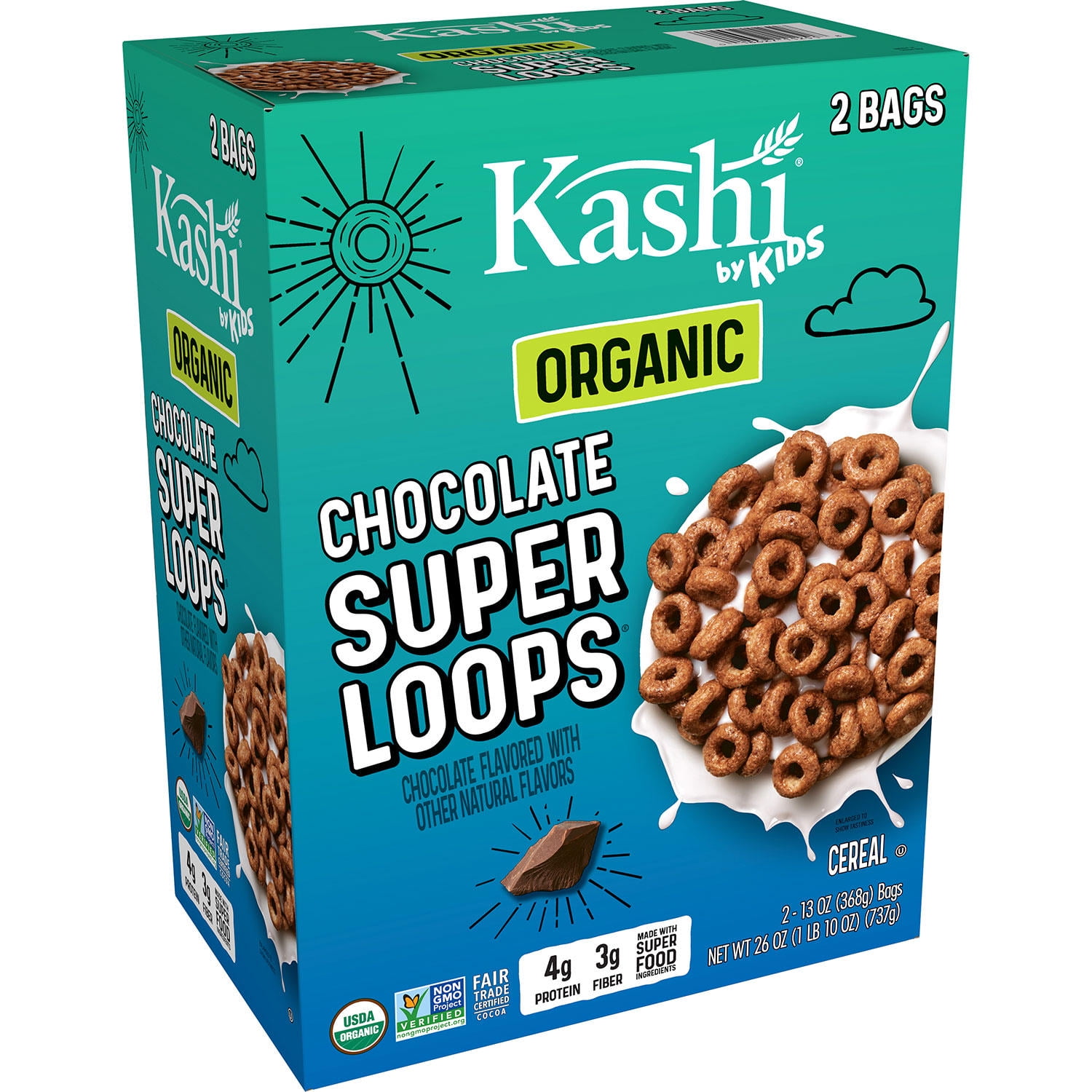 Kashi by Kids Super Loops Organic Breakfast Cereal, Chocolate (26 Ounce