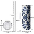 thumbnail image 5 of 20oz Blue and White Pioneer Flower Skinny Tumblers Stainless Steel Tumbler with Lid and Straw,Vacuum Insulated Double Wall Travel Tumbler Cups with Cleaning Brush for Coffee,Tea, 5 of 6
