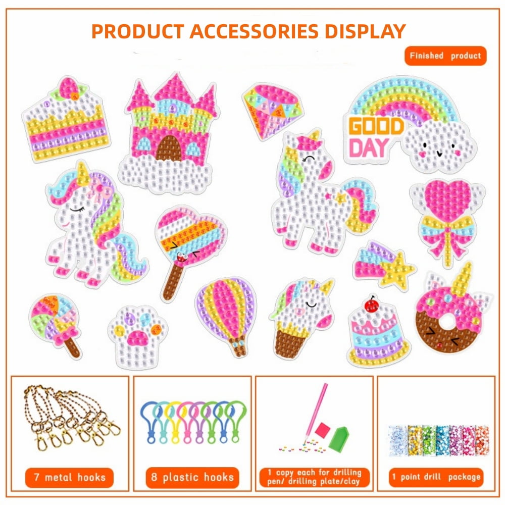 Lekymo Arts and Crafts 15 Pcs Kids Crafts Ages 8-12 Girls Crafts - DIY Kits for Girls DIY Gem Keychains 5D Diamond Painting Kits Arts and Crafts for