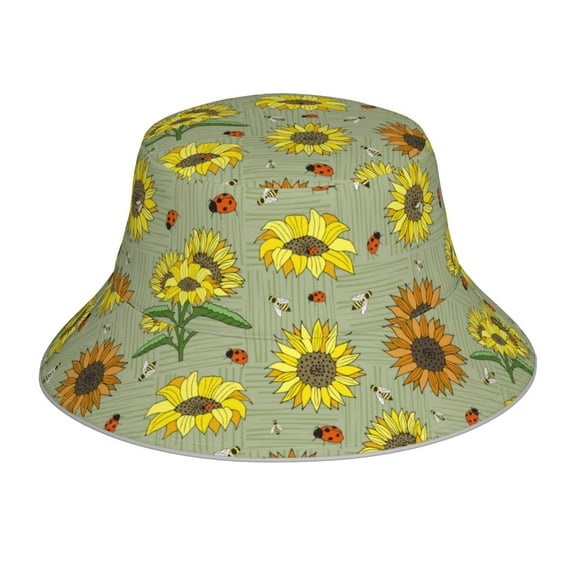 Balery Sage Green With Sunflowers Sun Hats for Men Women Bucket Hat UPF 50  Buckey Hat Boonie Hat Foldable UV Protection Hiking Beach Fishing Summer