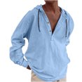 thumbnail image 2 of WREESH Men's Hoodies Casual Fashion V-Neck Long Sleeve Pullover Breathable Shirt Shirt Tops Sky Blue, 2 of 7
