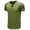 thumbnail image 5 of Njoeus Mens Shirts Mens Undershirts Men Button Up Short Sleeve Casual Round Neck Athletic Workout T Shirt Solid Color Blouse On Clearances, 5 of 6
