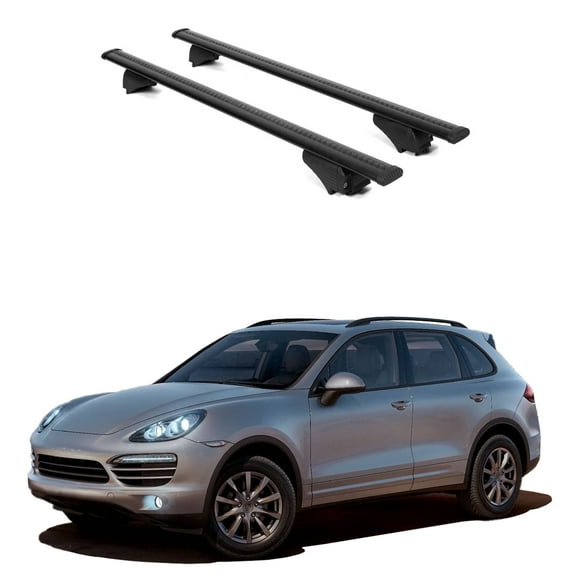 ERKUL Roof Rack Cross Bars for Porsche Cayenne 2011-2018 | Aluminum Crossbars with Anti Theft Lock for Rooftop | Compatible with Raised Rails - Black