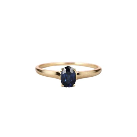 HeartsAndYou 1ct Natural Blue Sapphire Ring 4 Prong Solitaire 100% REAL 14k SOLID Yellow Gold