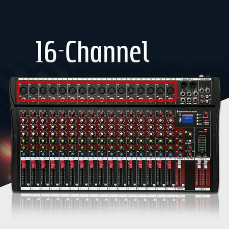 16 Channels USB Audio Sound Console Mixer Mixing Amplifier Phantom for Recording DJ Stage Karaoke