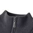 thumbnail image 6 of Timoontee Men's Cable Knit Sweater Long Sleeve Stand Collar Sweaters Solid Quarter Zip Pullover Sweater Casual Comfy Stretch Sweater Fall Winter Clothes Dark Gray M, 6 of 6