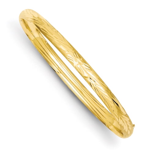 14K Yellow Gold 3/16 Laser Cut Hinged Bangle Bracelet