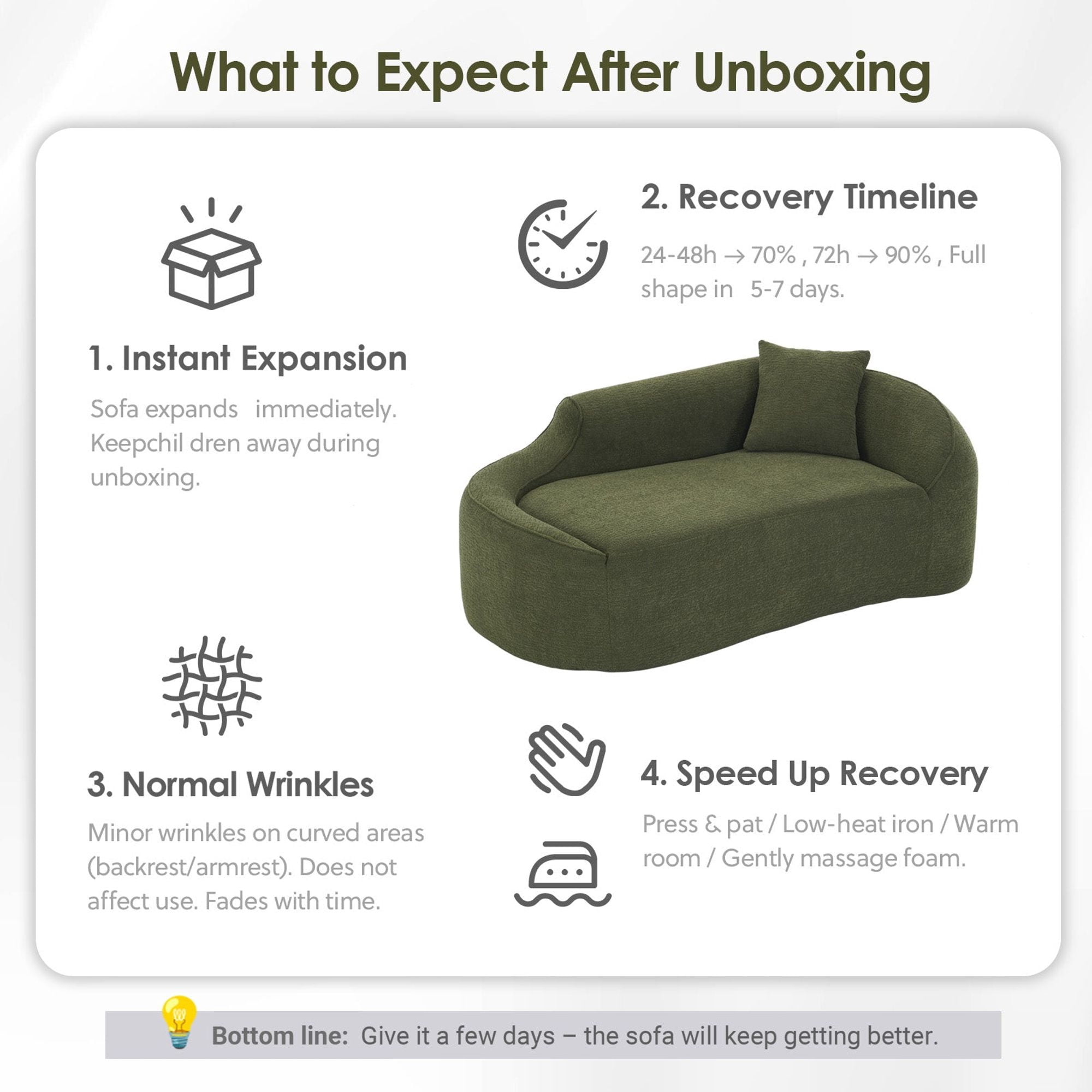 Sailvan Compression Curved Chaise Longue Loveseat Sofa Bed with 1 Pillow