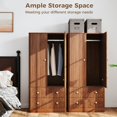 thumbnail image 4 of Wardrobe, Clothing Wardrobe Wavy Panel Wooden Elegant Freestanding  For Bedroom Living Room Office, 4 of 7