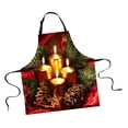 thumbnail image 1 of Delantal navideño unisex de algodón duradero, lavable, para chef, cocina, repostería, restaurante y manualidades, 75 x 67 cm, diseño navideño. Vela 2, 1 of 6