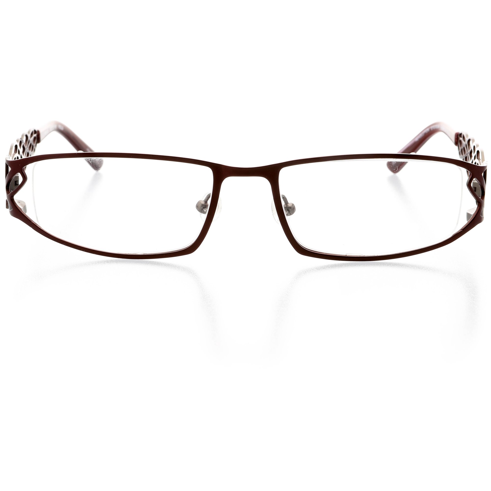 Womens Optical Eyewear - Rectangle Shape, Metal Full Rim, Red Lust