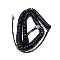 The VoIP Lounge 12 Foot Flat Black Phone Handset Receiver Curly Cord with Long Lead