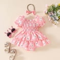 thumbnail image 7 of Gunia Easter Outfit Toddler Girl Short Sleeve Carrot Prints Bodysuits Dress Headbands Set Romper Clothes Sets 0-18 Months, 7 of 7