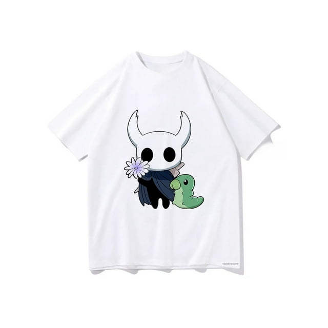 Cute Little Ghost & Grub T Shirts anime Hollow Knight Women Clothing Harajuku aesthetic Tops Female Tshirt unisex Streetwear