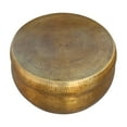 thumbnail image 5 of 32 Inch Artisanal Round Drum Coffee Table Hammered Embossed Texturing Aluminum Antique Brass - Saltoro Sherpi, 5 of 7