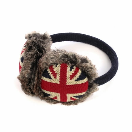 Winter Soft Faux Fur Adjustable UK Union Jack Earmuffs Ear (Best Decongestant For Ears Uk)