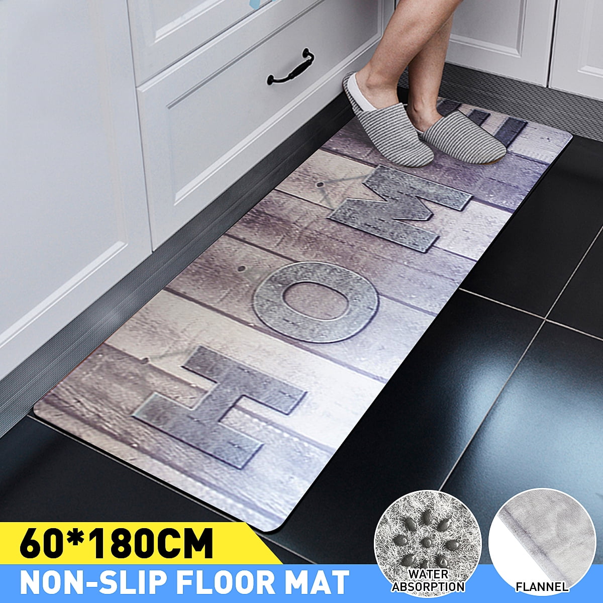 Absorbent Kitchen Bathroom Area Rug Floor Mat Fleece Bath Toilet Non Slip Carpet 