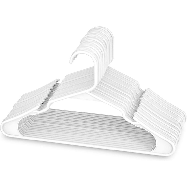 Zenstyle 100 Pack Standard Size White Plastic Hangers for Clothes Lightweight Space Saving Tubular Clothing Hangers (White)
