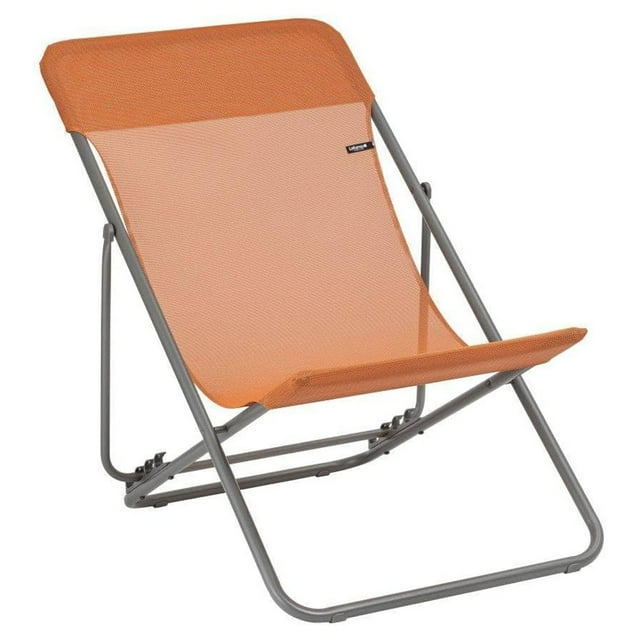 Lafuma Maxi Transat Colorblock Pliable Inclinable Sling Chaise Longue, Clémentine