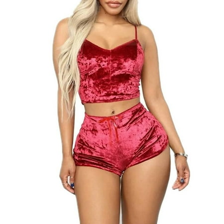 

DYMADE Women Sexy Pajama Suit Bralette Velvet Solid Color Underwear
