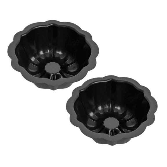 2026 New 4 Inch Nonstick Mini Bundt Cake Pans, Black Carbon Steel Fluted Molds for Baking Cupcakes, Brownies, and Tarts 2PC