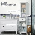 thumbnail image 3 of kleankin Slim Bathroom Storage Cabinet Door & Shelves Linen Tower, White, 3 of 9