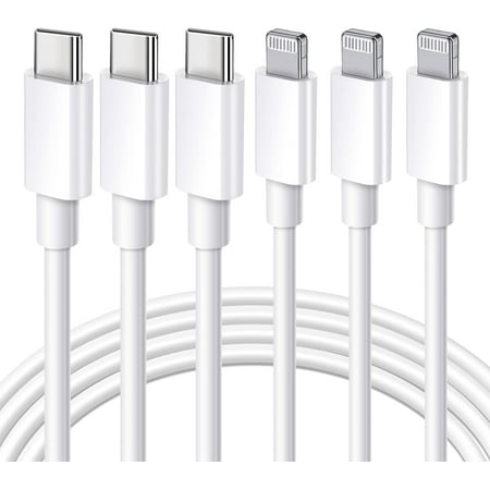 iPhone Fast Charger Cord, 3 Pack 6FT MFi Certified iPhone Charger Type C to Lightning Cable Charging Wire for iPhone 14 13 12 11 Pro Max X XS XR 8 7 6 Plus iPad AirPods Pro, White
