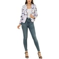 thumbnail image 2 of DARING DIVA Women's Notched Lapel Work Crop Blazer XL Purple-Floral, 2 of 6