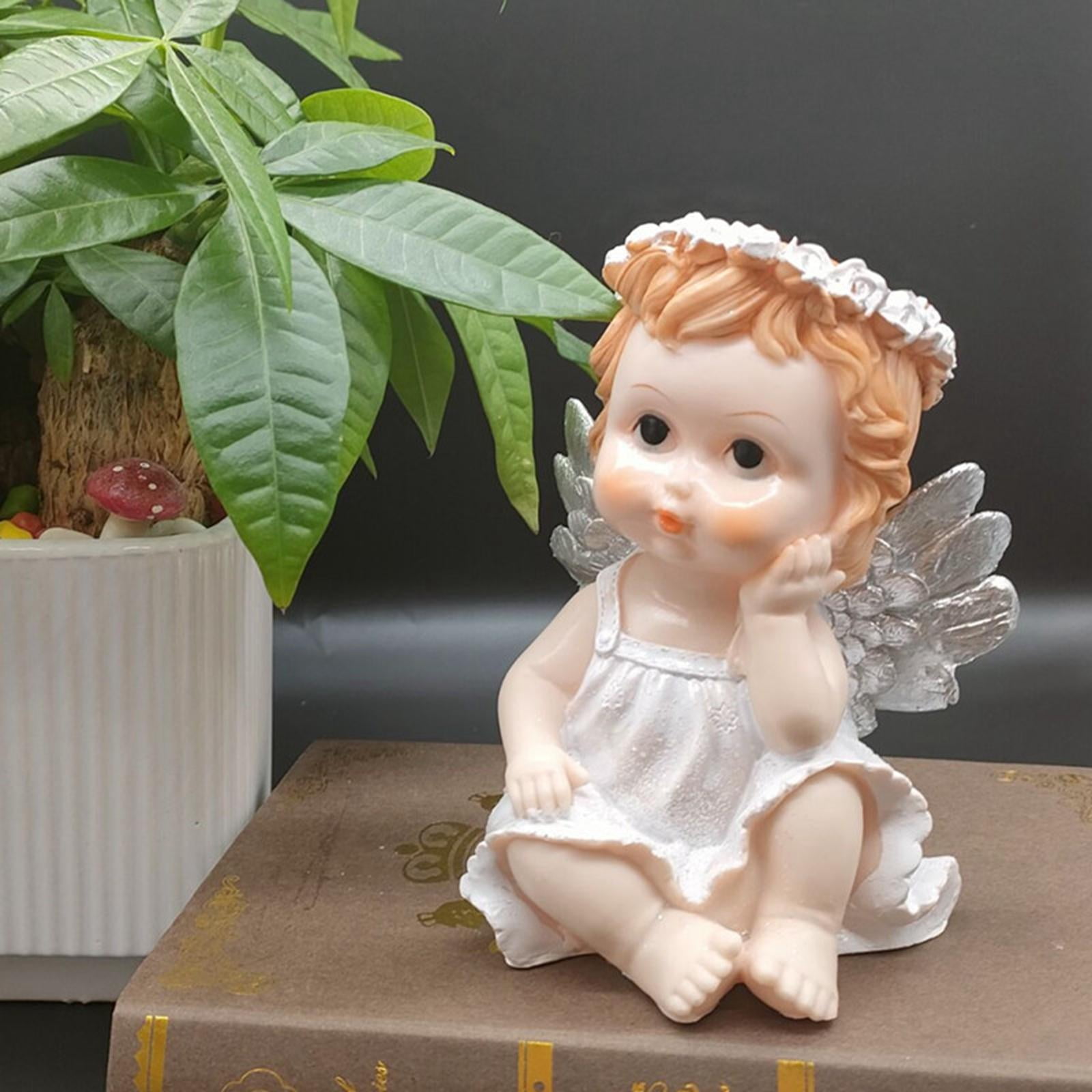 WLPZXP Angel Wing Figurine Cherub Sculpture Girl Statue Garden Memorial Indoor Tabletop Single Hands